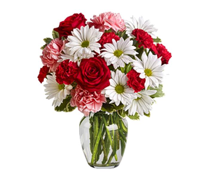 Arabian Florist 12 Stems of Roses, Carnatios & Daisies Bouquet - Zoom Image