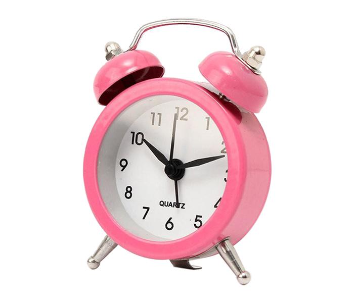 VML Home Decor Twin Bell No Ticking Metal Desk Table Alarm Clock - Pink - Zoom Image