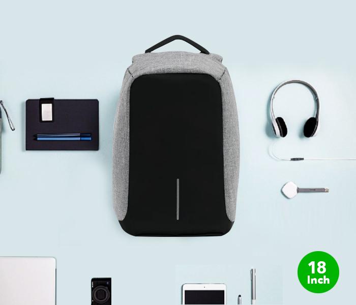 Anti-Theft Backpack 18 Inch with USB Port LOC Grey JA001 - Zoom Image 2