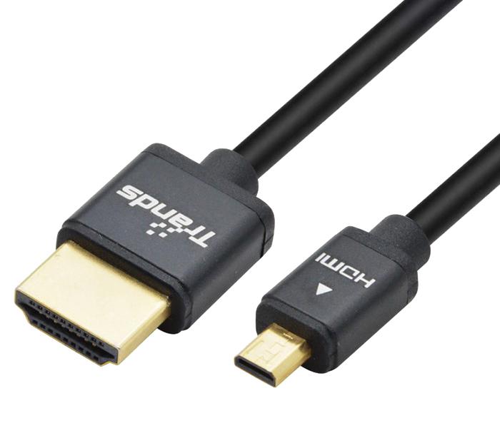 Trands TR-CA878 Type D Micro HDMI to Type A HDMI Cable - 2m, Black - Zoom Image 2