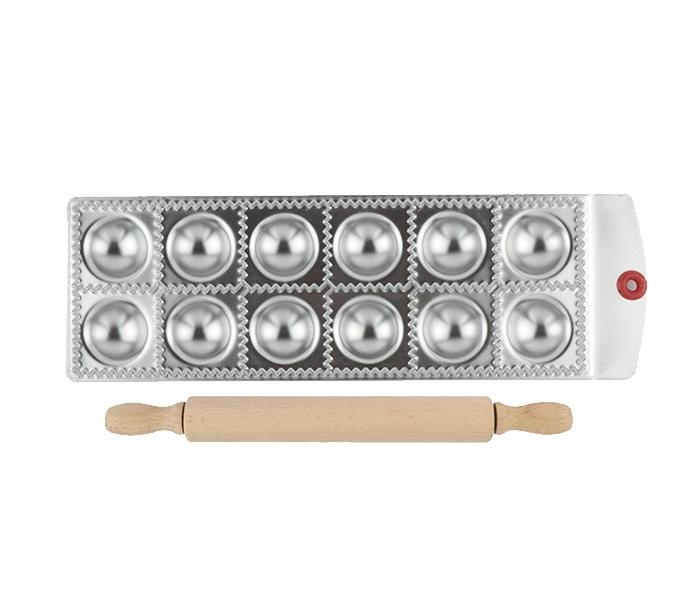 Pelitte Ravioli Maker Set with a Rolling Pin - Silver - Zoom Image 2