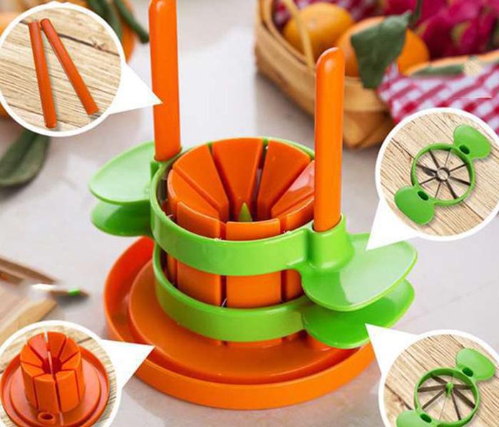 ABS Multi-Functional Fruit Cutter - Green & Orange - Zoom Image 3