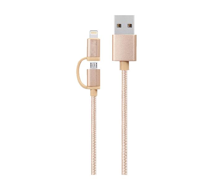 Trands TR-CA784 2-in-1 MFi Lightning Cable with Micro USB Connector - 1m, Gold - Zoom Image 1