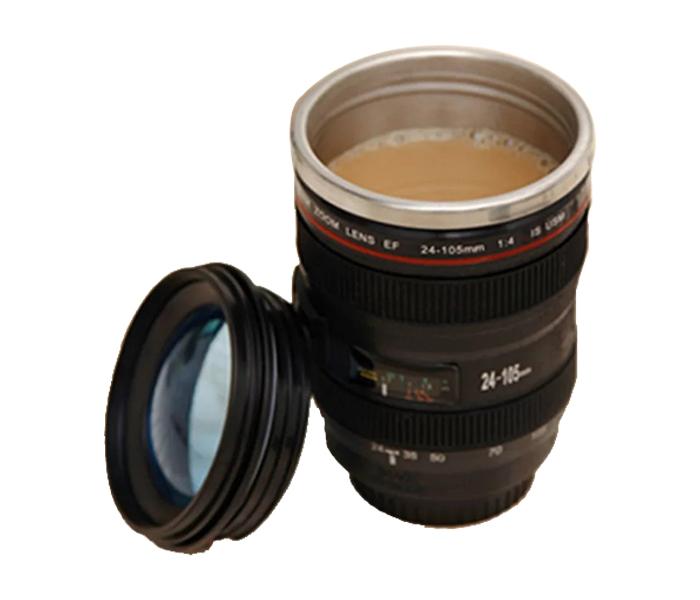 Camera Lens Coffee Cup with Top - Black - Zoom Image 2