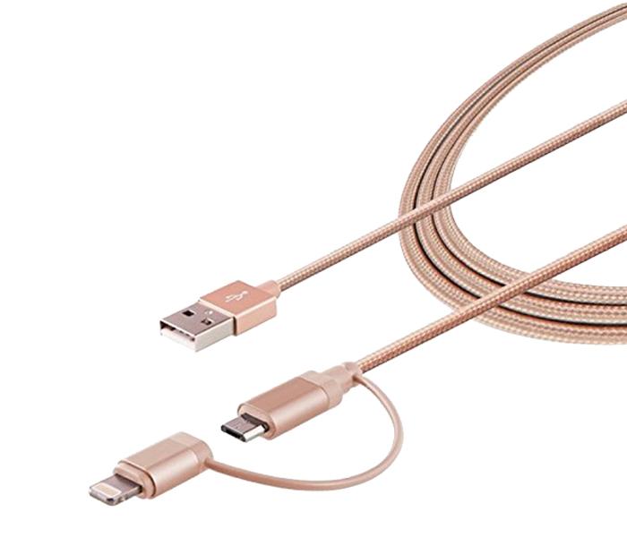 Trands TR-CA784 2-in-1 MFi Lightning Cable with Micro USB Connector - 1m, Gold - Zoom Image 2