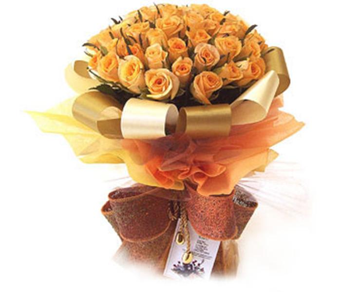 Arabian Florist 36 Pieces Orange Roses Beautifully Wrapped Flowers Tied with A Ribbon Bouquet - Zoom Image