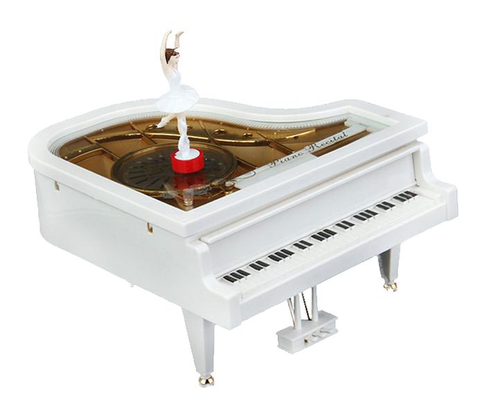 Classical Piano Music Box with Dancing Ballerina Musical Toy - White - Zoom Image 3