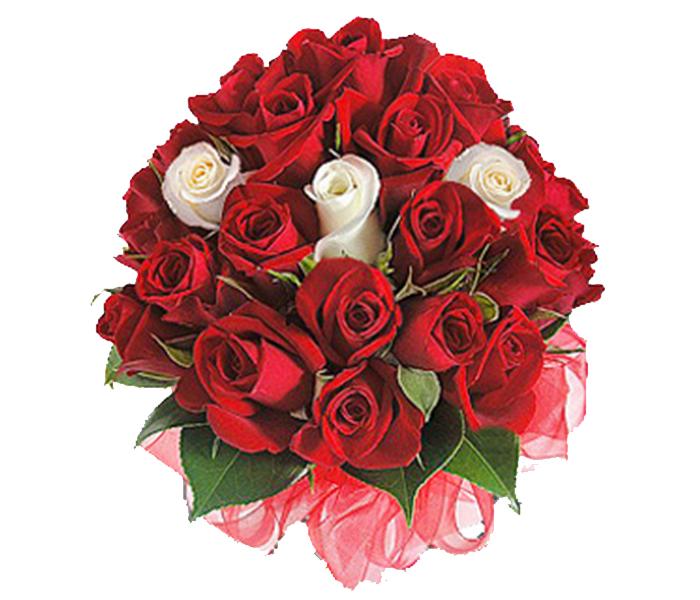 Arabian Florist 21 Pieces Adorable Red & White Roses Bouquet - Zoom Image