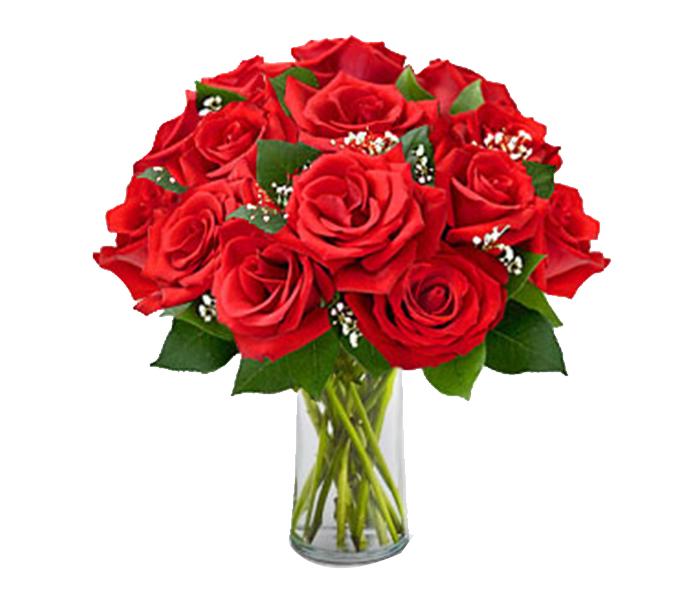 Arabian Florist 15 Pieces Red Roses with Vase Bouquet - Zoom Image