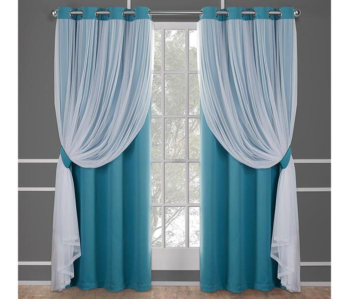 Blue Finch BF-014 200 x 300 cm Eyelet Curtain with Installation - Blue & White - Zoom Image