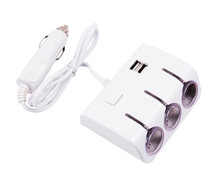 Zen USB Car Charger with Triple Lighter Socket - White - Zoom Image 1