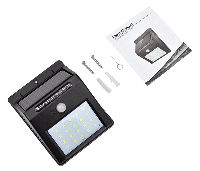 Solar Powered LED Wall Light with Sensor - Black - Zoom Image 4