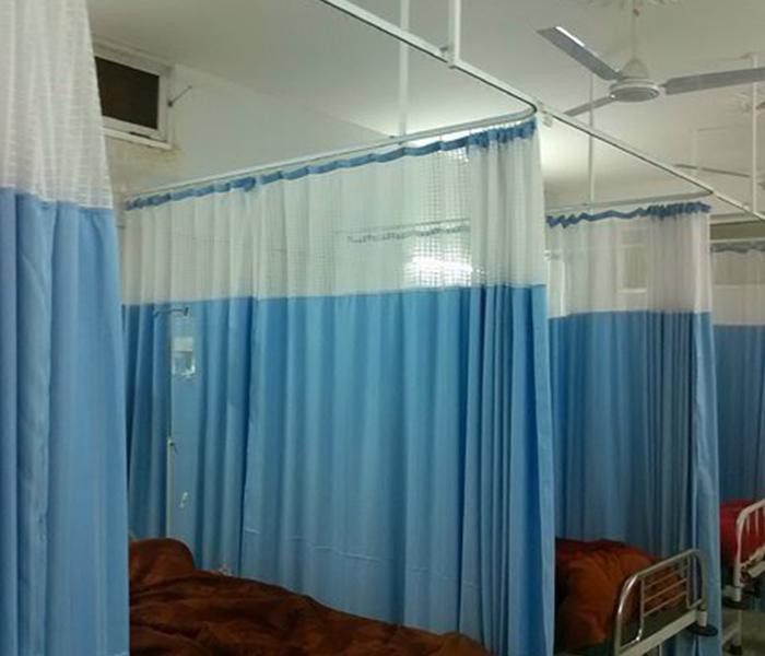 Jassco JAS-006 250 x 280cm Hospital Curtain with Installation - White & Blue - Zoom Image