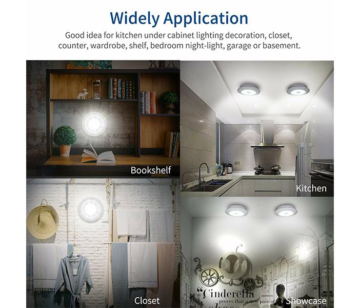 COB LED Puck Lights with Remote Control - Set of 3, White - Zoom Image 6