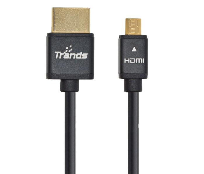 Trands TR-CA878 Type D Micro HDMI to Type A HDMI Cable - 2m, Black - Zoom Image 3