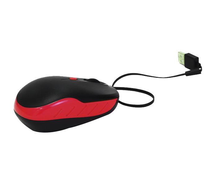 Trands TR-MU795 Retractable USB Wired Optical Mouse - Red & Black - Zoom Image 1