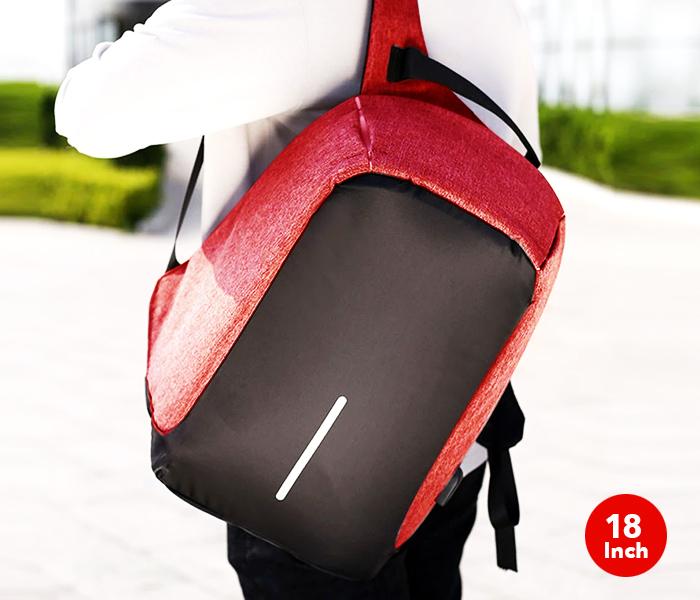 Anti-Theft Backpack 18 Inch with USB Port LOC Red JA001 - Zoom Image 2