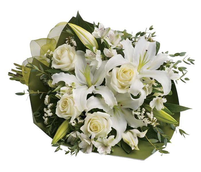 Arabian Florist 10 Pieces White Roses & White Lilies Bouquet - Zoom Image