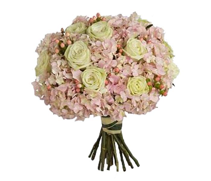 Arabian Florist 14 Pieces Light Pink Hydrangea & White Roses Bouquet - Zoom Image