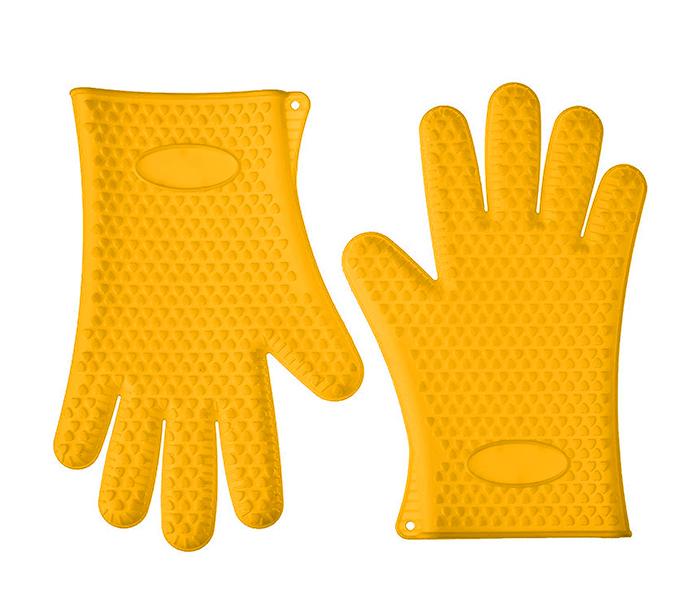 Silicone Heat Resistant Multi Purpose Grilling Bbq Gloves for Cooking & Baking - Yellow - Zoom Image