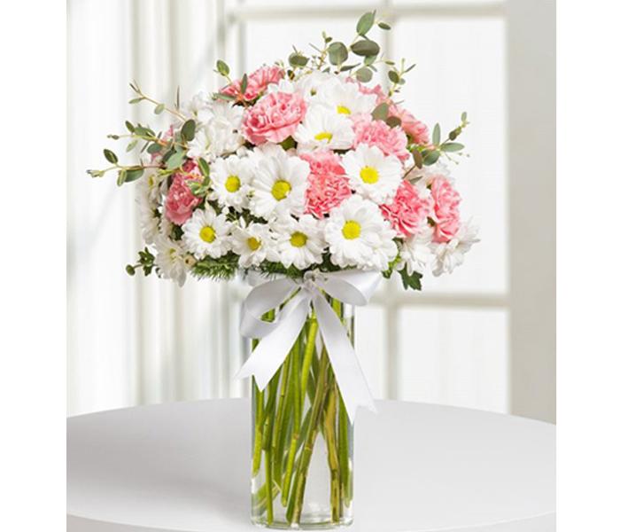 Arabian Florist Dream 6 White Daisy and 6 Pink Carnation - Zoom Image