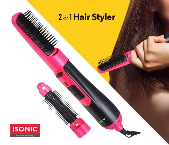 iSonic iH 911 2 in 1 Multi Function Hair Styler - Black & Pink - Zoom Image 2