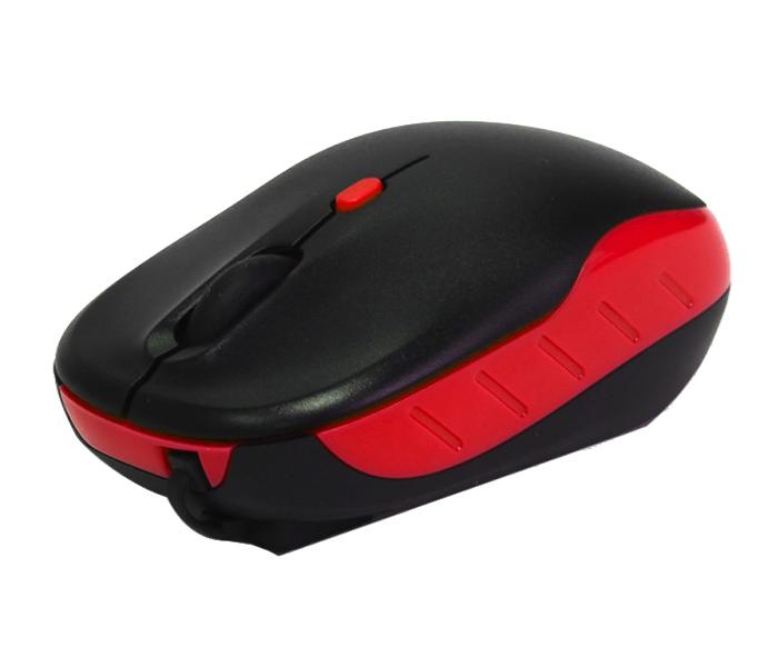 Trands TR-MU795 Retractable USB Wired Optical Mouse - Red & Black - Zoom Image 3