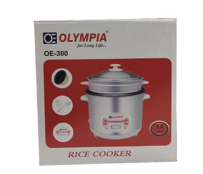 Olympia OE-300 2 Litre Electric Rice Cooker with Steamer - Silver - Zoom Image 2