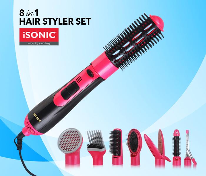 iSonic IH 914 8-in-1 Hair Styler Set - Pink - Zoom Image