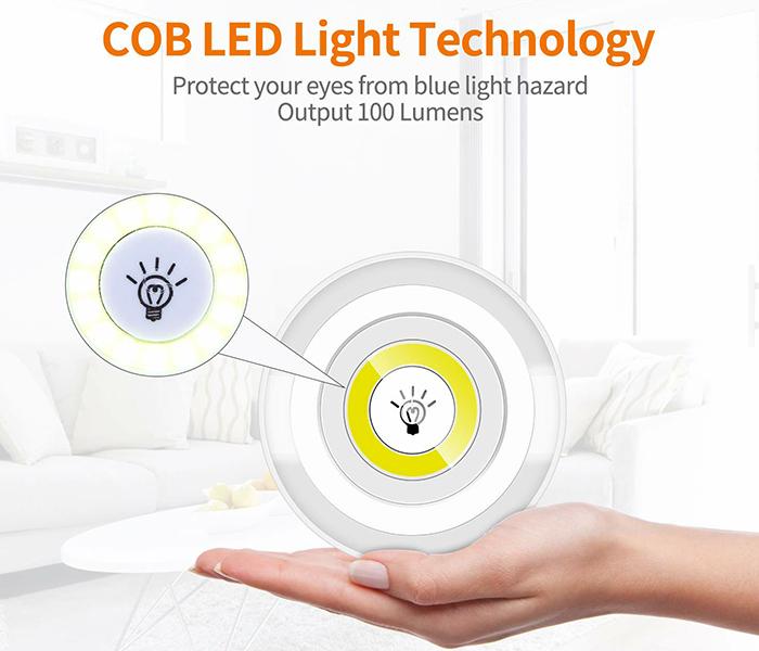 COB LED Puck Lights with Remote Control - Set of 3, White - Zoom Image 1