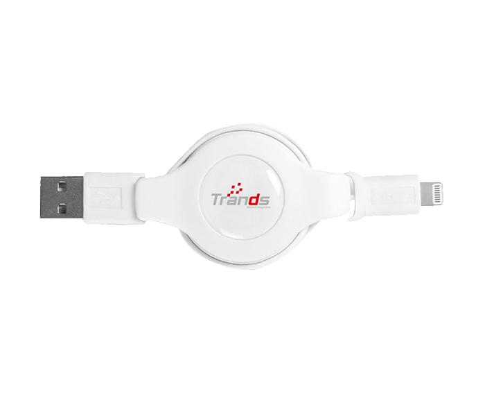 Trands TR-CA619 Retractable MFi Certified Flat Lightning Cable - 12m, White - Zoom Image 2