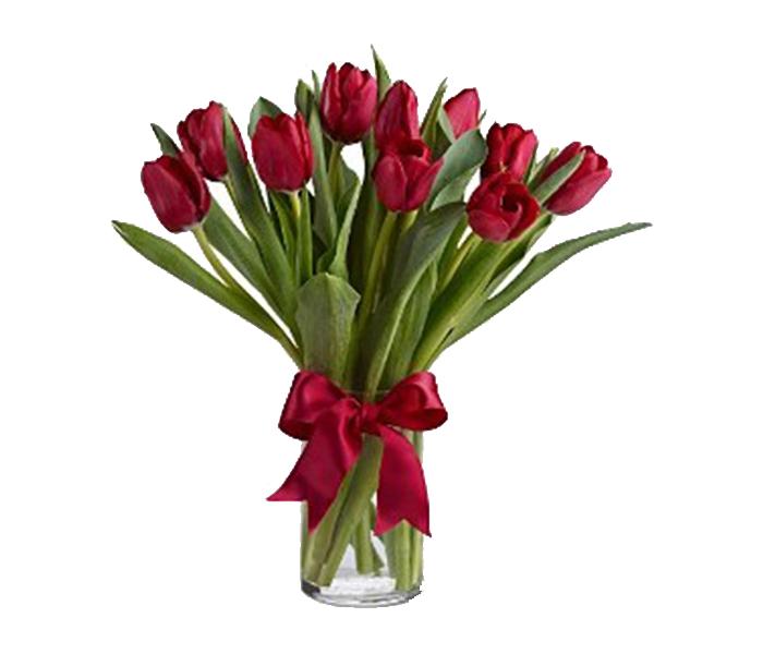 Arabian Florist 10 Pieces Royal Red Tulips Bouquet - Zoom Image