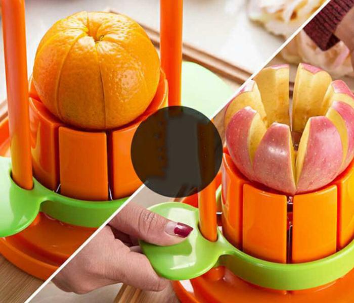 ABS Multi-Functional Fruit Cutter - Green & Orange - Zoom Image 4