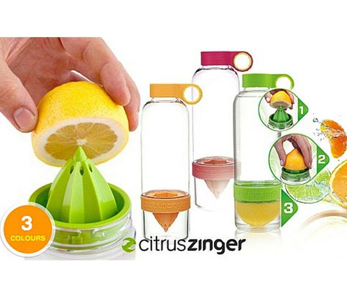 Zing Anything 3 Pieces Citrus Zinger Orange Drinking Water Bottle with Press Twist Infuse - Zoom Image 2