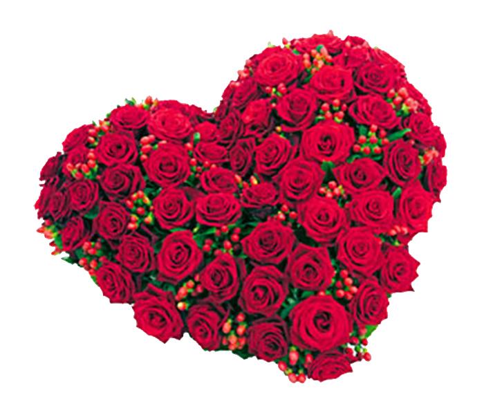 Arabian Florist 60 Pieces Fresh Love Red Roses In Heart Shape Bouquet - Zoom Image