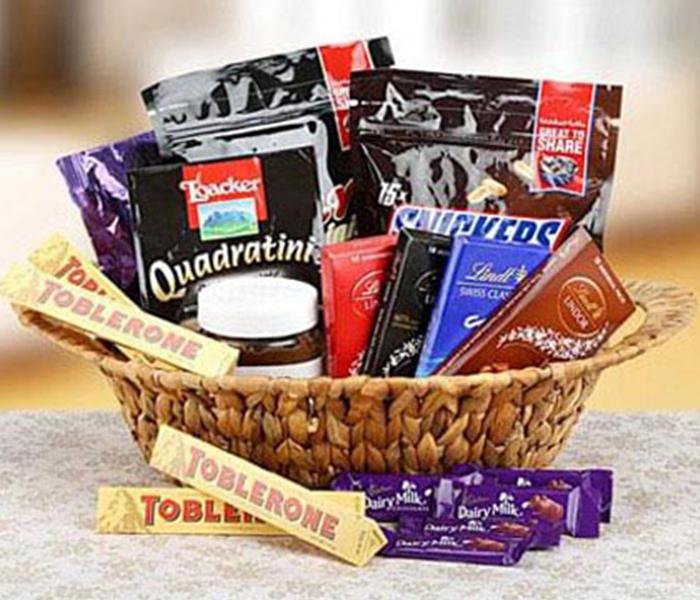 Arabian Florist Enjoy Happiness Chocolates with Wooden Basket - Zoom Image