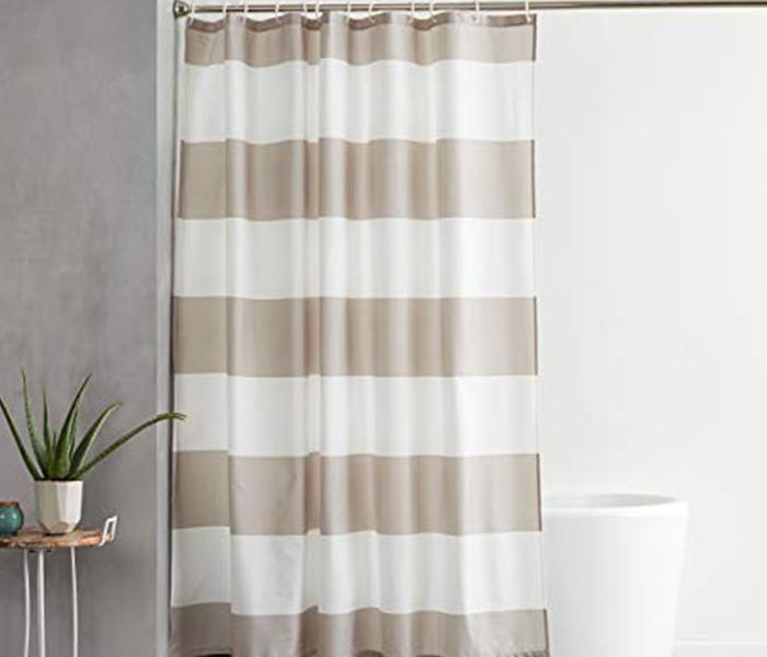 Jassco JAS-007 180 x 180cm Shower Curtain with Installation - White & Brown - Zoom Image