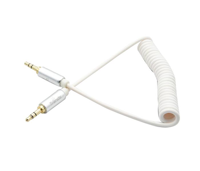 Trands TR-CA851 3.5mm Coiled Male to Male Car Aux Audio Cable - White - Zoom Image 2