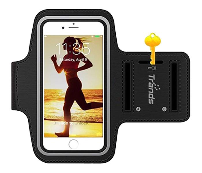 Trands TR-AB41 Sports Armband with Key Holder & Reflective Stripe - Black - Zoom Image 1