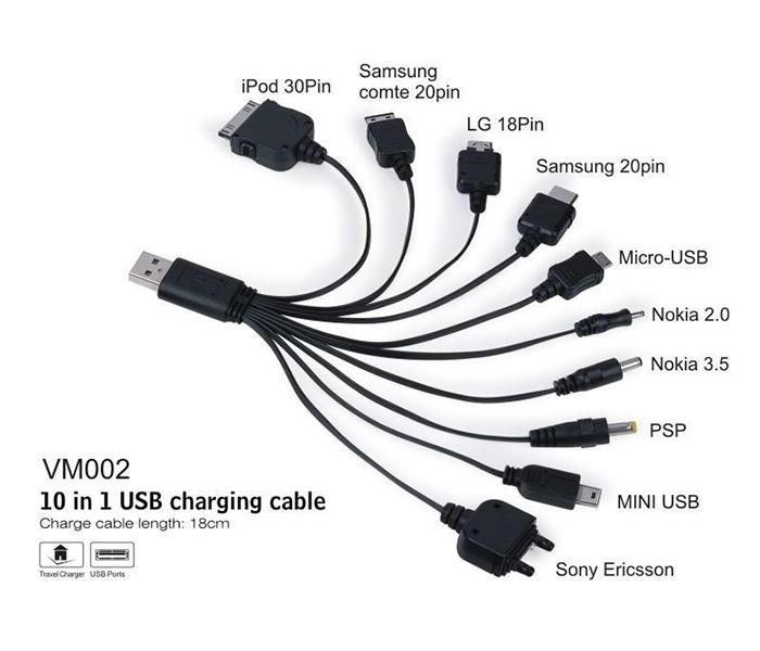 Zen 3-in-1 Multi Charging Cable with Travel Adapter & Car Charger - Black - Zoom Image 5