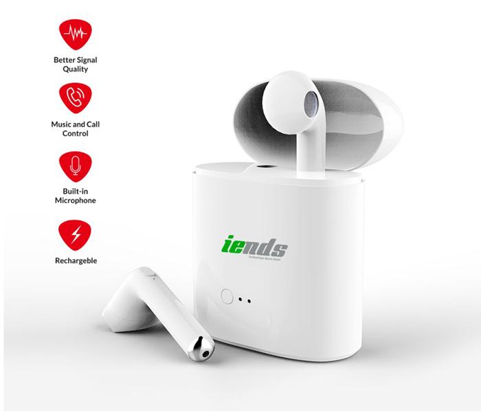 iends TWS-F17 Wireless Earbuds with Charging Case - White - Zoom Image 2