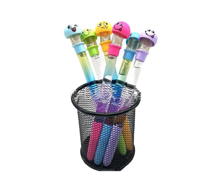 Zen 1 Ps Fairy Smiling Emoji Face Bouncing Spring Head Writing Pen with Shaking Glittering Water Inside - Multi Colour - Zoom Image 6