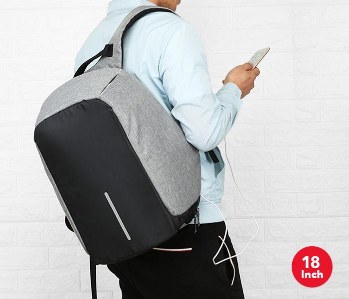 Anti-Theft Backpack 18 Inch with USB Port Grey ,JA002 - Zoom Image 4