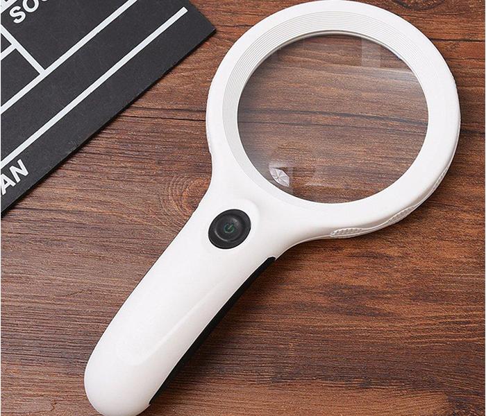 8 LED Light Reading 10X Magnifying Glass - White - Zoom Image 1