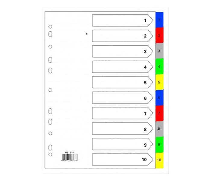 Panda D110CPVC 1 to 10 PVC Colored Index Divider - Zoom Image