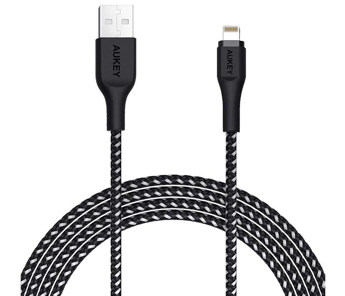 Aukey CB-AL1 1.2m Nylon Braided MFi Lightning Cable - Black - Zoom Image 2