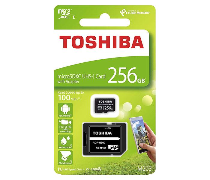 Toshiba THN-M203K2560EA 256GB Class 10 100MBs MicroSD Card with Adaptor, Black - Zoom Image 1