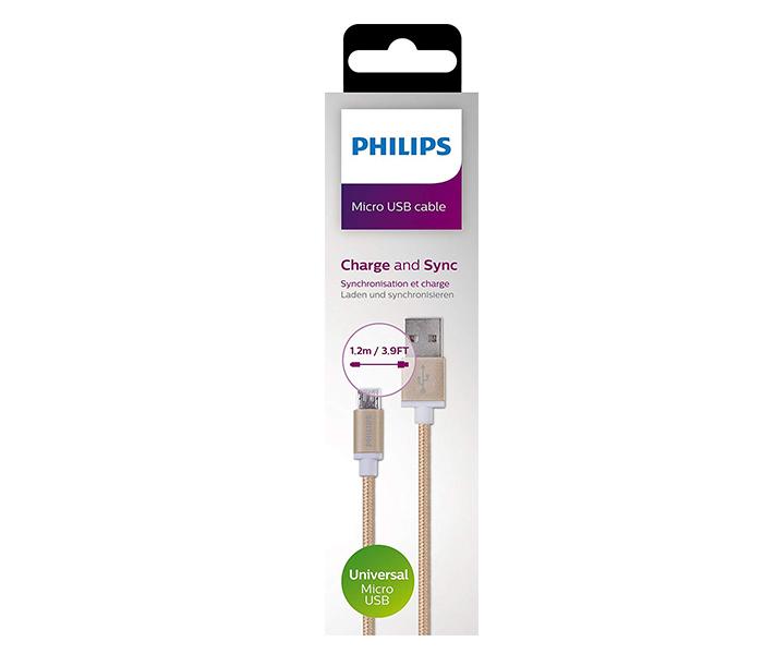 Philips DLC2518G Sync and Charge USB to Micro USB Cable - Gold, 1.2 Meter - Zoom Image 1