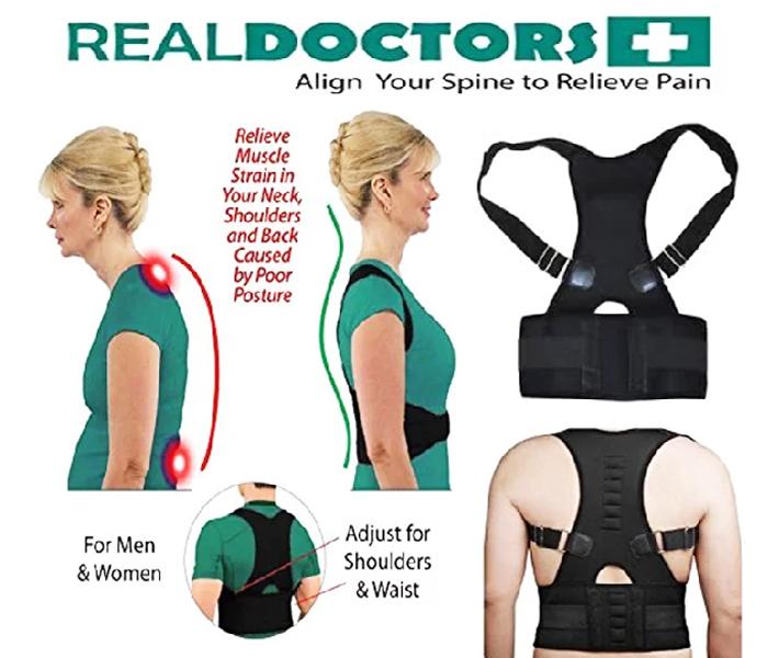 Real Doctors Back Posture Support Brace XL JA023-5 -  Black  - Zoom Image 1