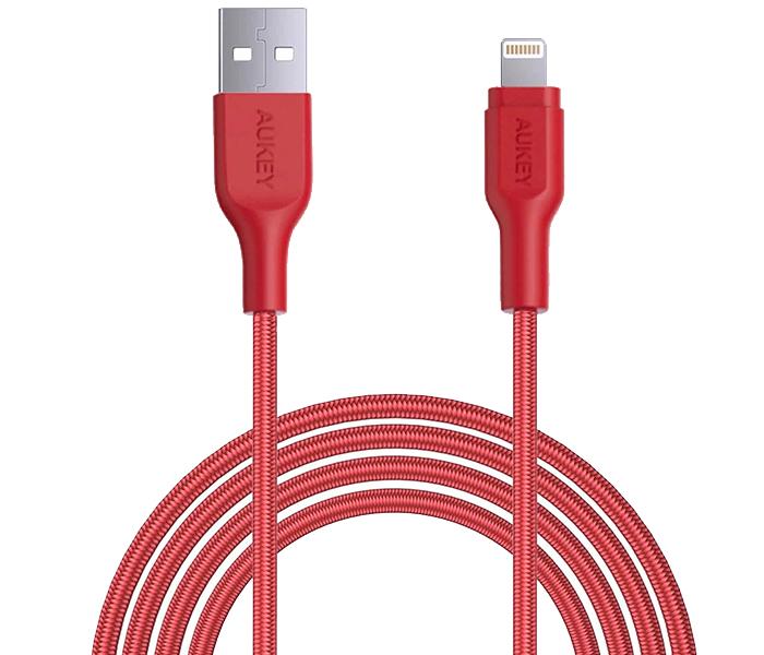 Aukey CB-AL2 2m Nylon Braided MFi Lightning Cable - Red - Zoom Image 1